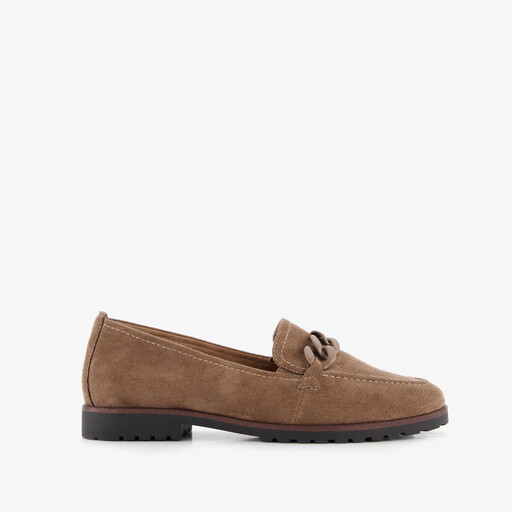 Dames loafers met gesp camel bruin