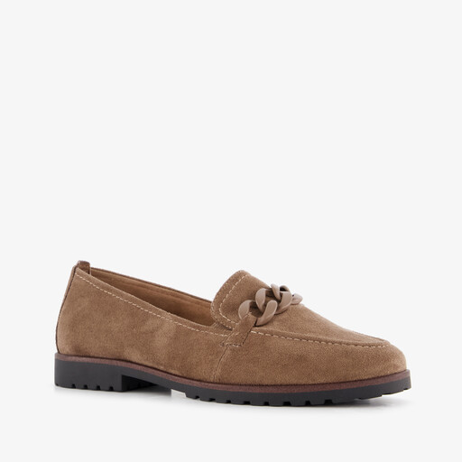 Dames loafers met gesp camel bruin