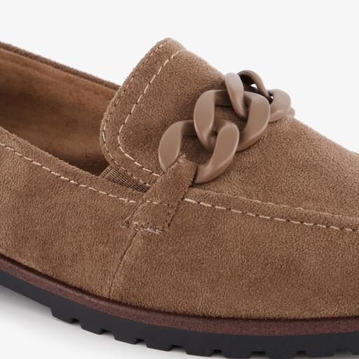 Dames loafers met gesp camel bruin