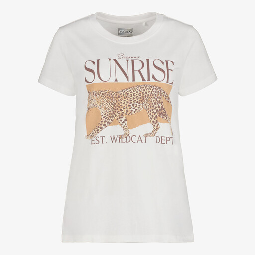 Dames T-shirt met panter wit