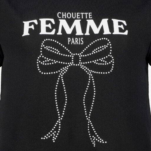 Dames T-shirt met strik zwart