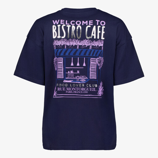 Dames T-shirt met backprint donkerblauw