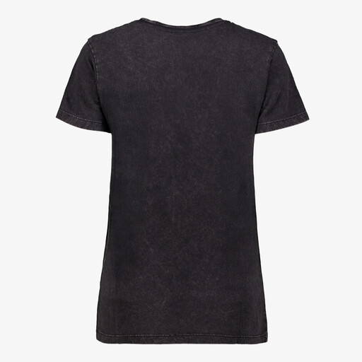 Dames acid wash T-shirt met rozen
