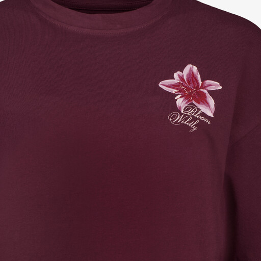 Oversized dames T-shirt met backprint bordeaux