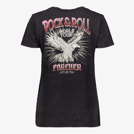 Dames acid wash T-shirt met backprint
