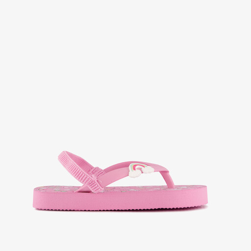 Meisjes teenslippers met hielbandje en unicorn roze