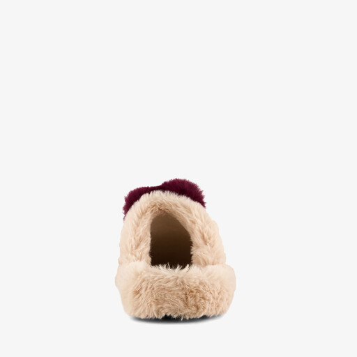 Dames instappers pantoffels met hartje beige bruin