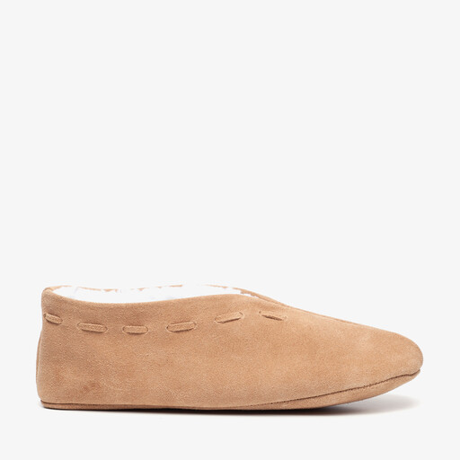 Leren dames Spaanse sloffen cognac