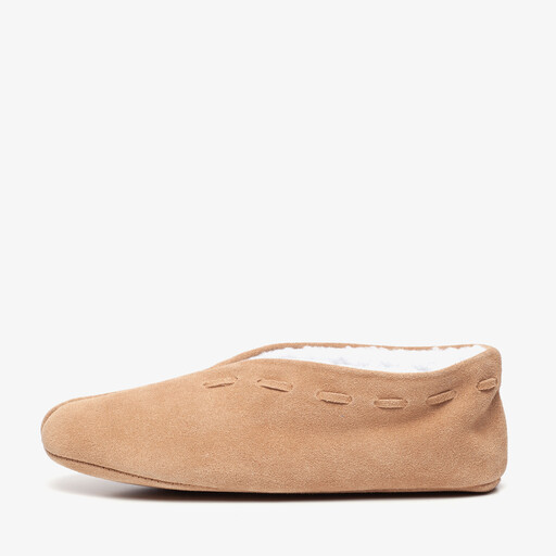 Leren dames Spaanse sloffen cognac