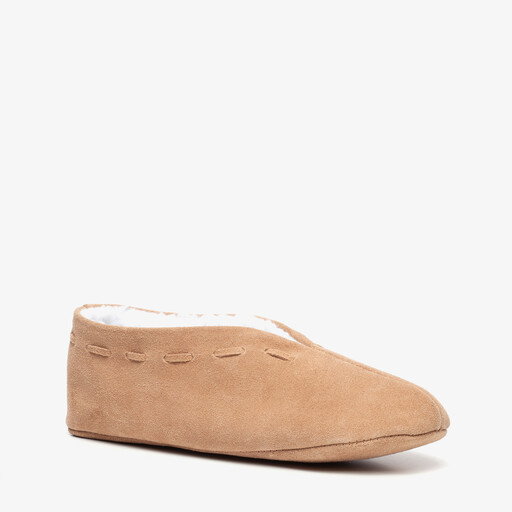 Leren dames Spaanse sloffen cognac