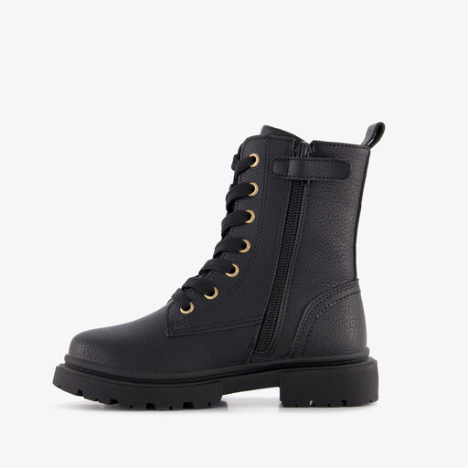 Meisjes veterboots met strikje zwart