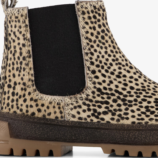 Suede meisjes Chelsea boots met panterprint