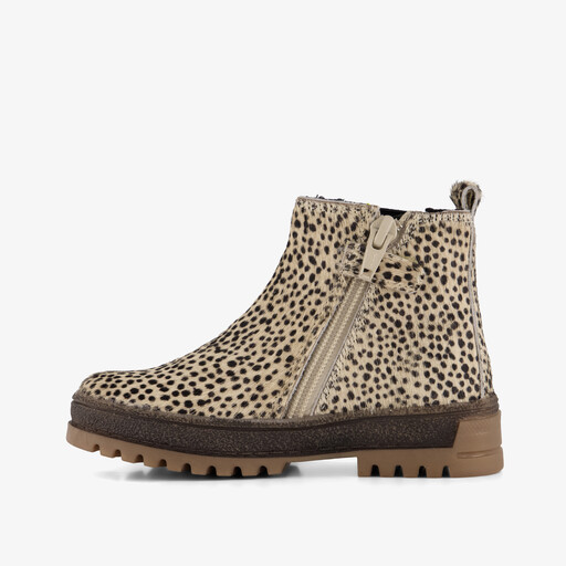 Suede meisjes Chelsea boots met panterprint