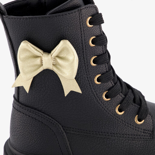Meisjes veterboots met strikje zwart
