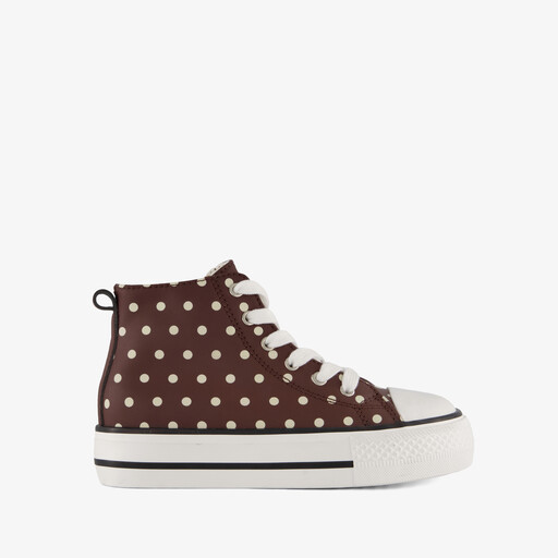 Meisjes hoge sneakers met polkadots bruin