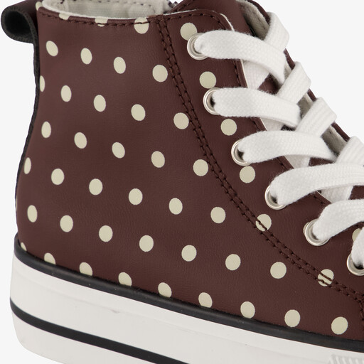 Meisjes hoge sneakers met polkadots bruin