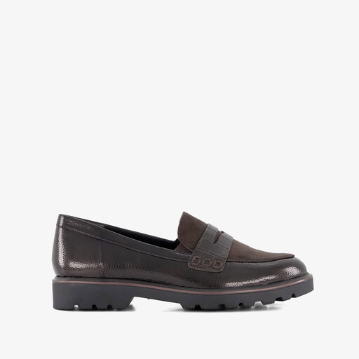 Dames lak loafers bruin