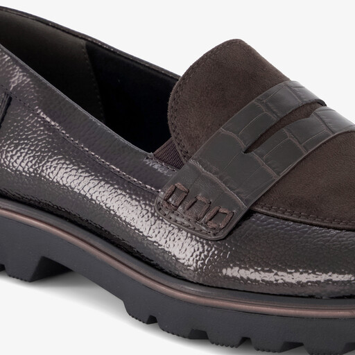 Dames lak loafers bruin