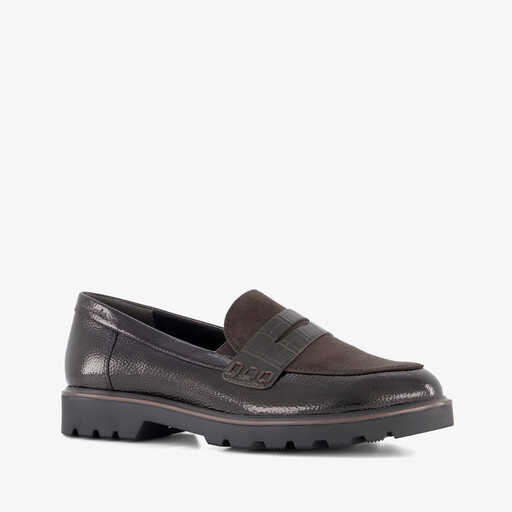 Dames lak loafers bruin