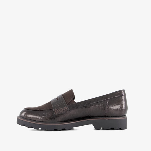 Dames lak loafers bruin