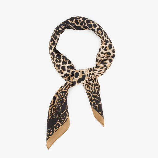 Dames sjaaltje met panterprint bruin beige