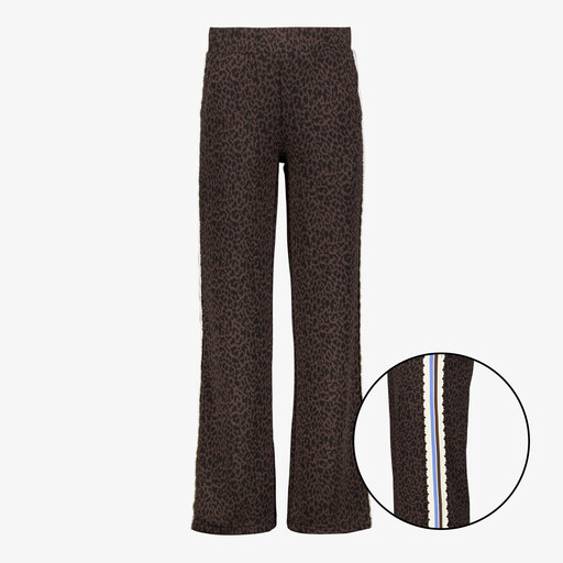 Meisjes wide leg broek met panterprint
