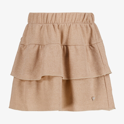 Meisjes rok met ruches en glitters goud