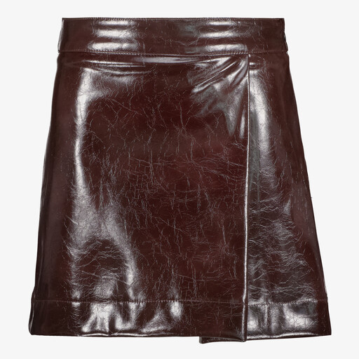 Meisjes PU rok aubergine