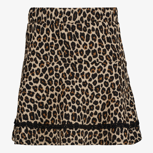 Meisjes rok met panterprint bruin