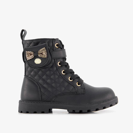 Meisjes veterboots met tasje zwart