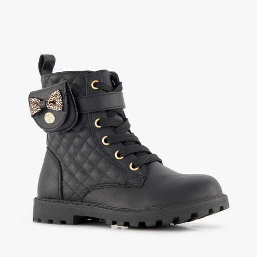 Meisjes veterboots met tasje zwart
