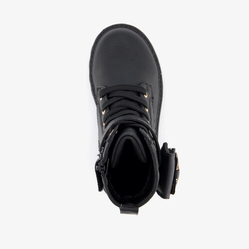 Meisjes veterboots met tasje zwart