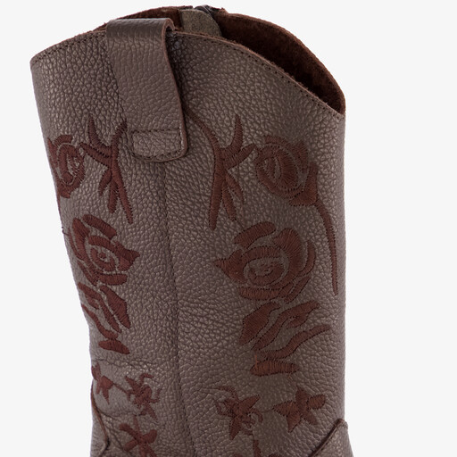 Leren meisjes cowboylaarzen met rozen bruin