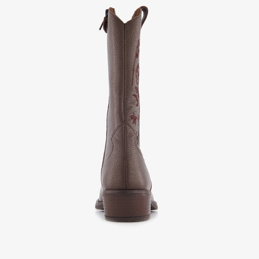 Leren meisjes cowboylaarzen met rozen bruin