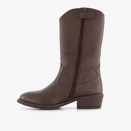 Leren meisjes cowboylaarzen met rozen bruin