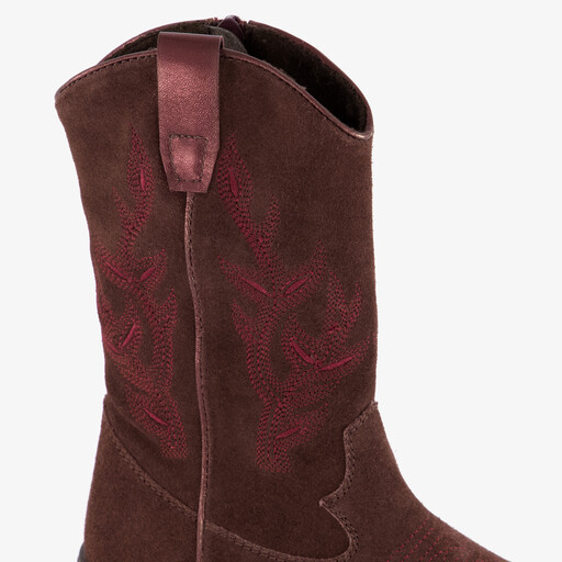 Suède meisjes cowboylaarzen bordeauxrood
