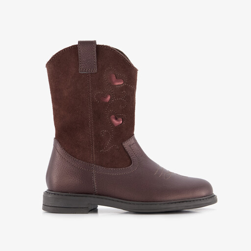 Suède cowboylaarzen met hartjes bordeaux