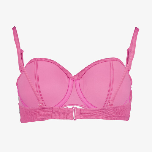 Voorgevormde dames bikinitop met structuur roze