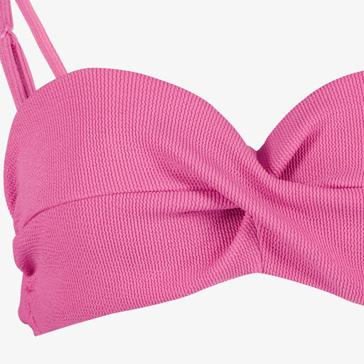 Voorgevormde dames bikinitop met structuur roze