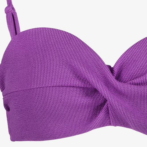 Voorgevormde dames bikinitop met structuur paars