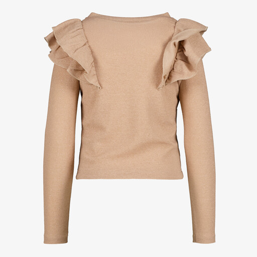 Meisjes shirt met ruches en glitters goud