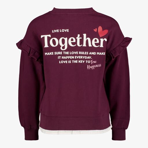 Meisjes sweater met kant bordeaux rood