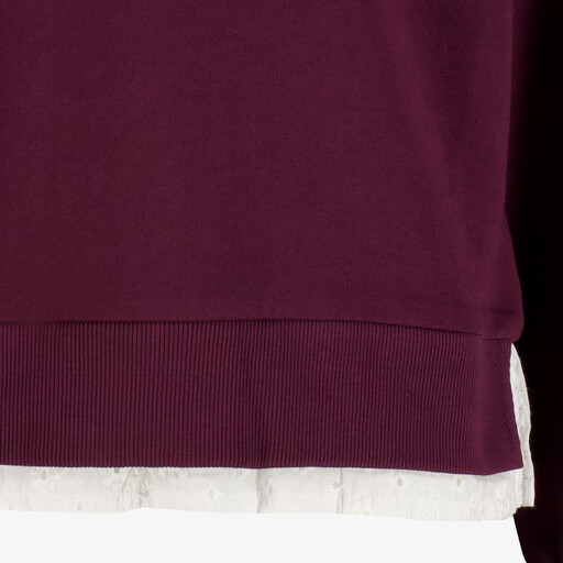 Meisjes sweater met kant bordeaux rood