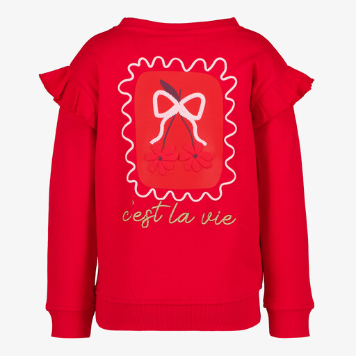 Meisjes sweater met ruches rood