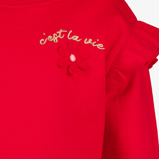 Meisjes sweater met ruches rood