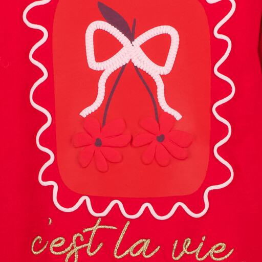 Meisjes sweater met ruches rood