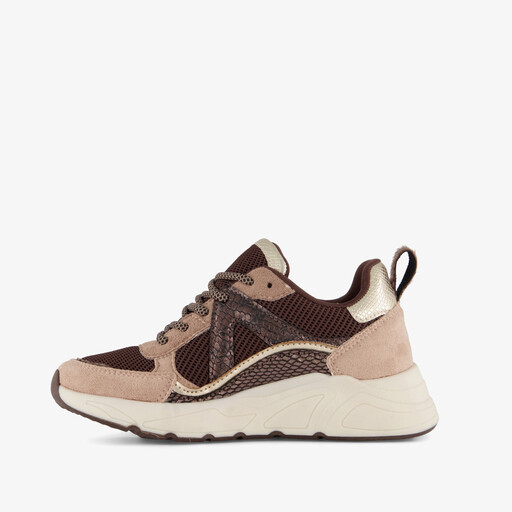 Meisjes dad sneakers bruin beige