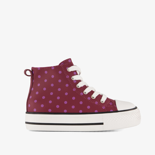 Meisjes hoge sneakers met polkadots roze