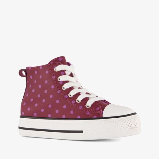 Meisjes hoge sneakers met polkadots roze