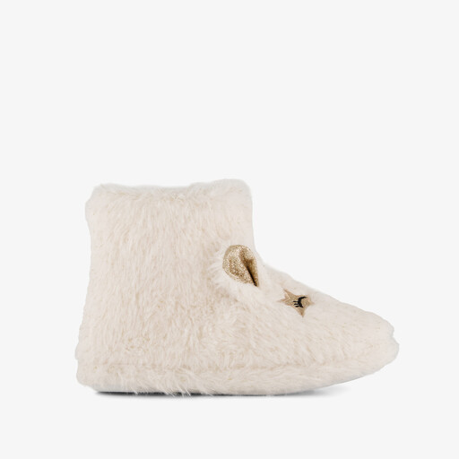 Hoge meisjes pantoffels muisje wit